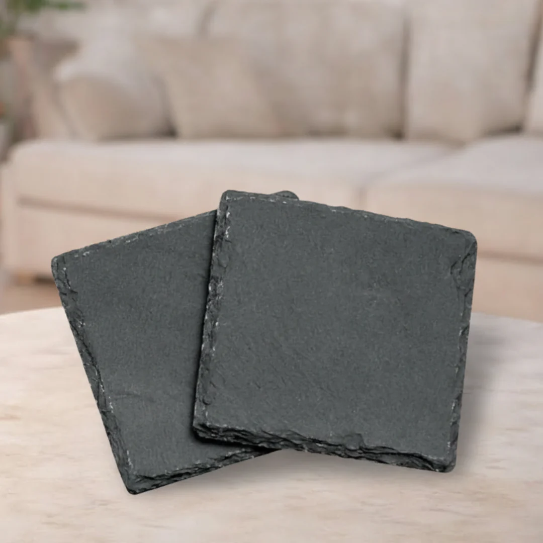 2 Square Natural Slate Coasters