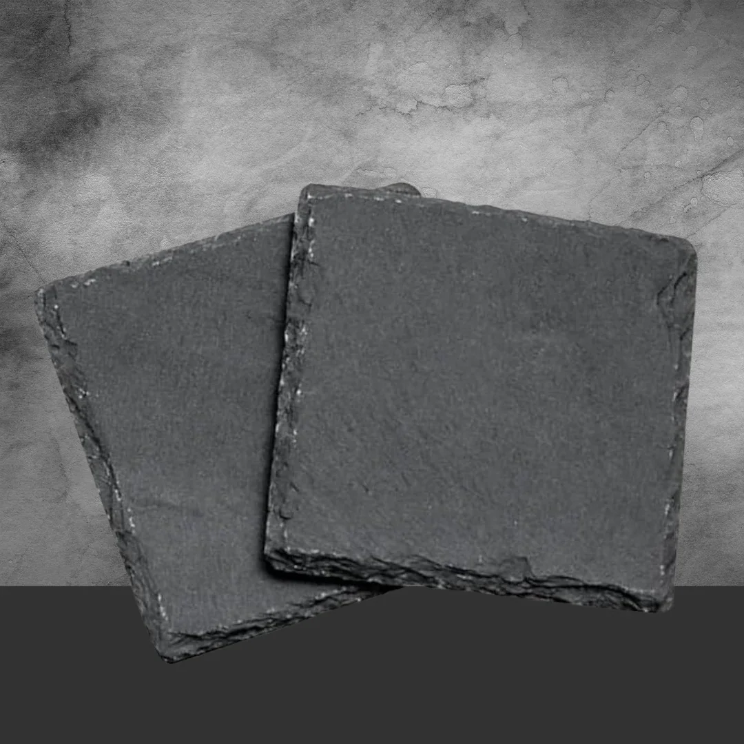 2 Square Natural Slate Coasters - Image 2