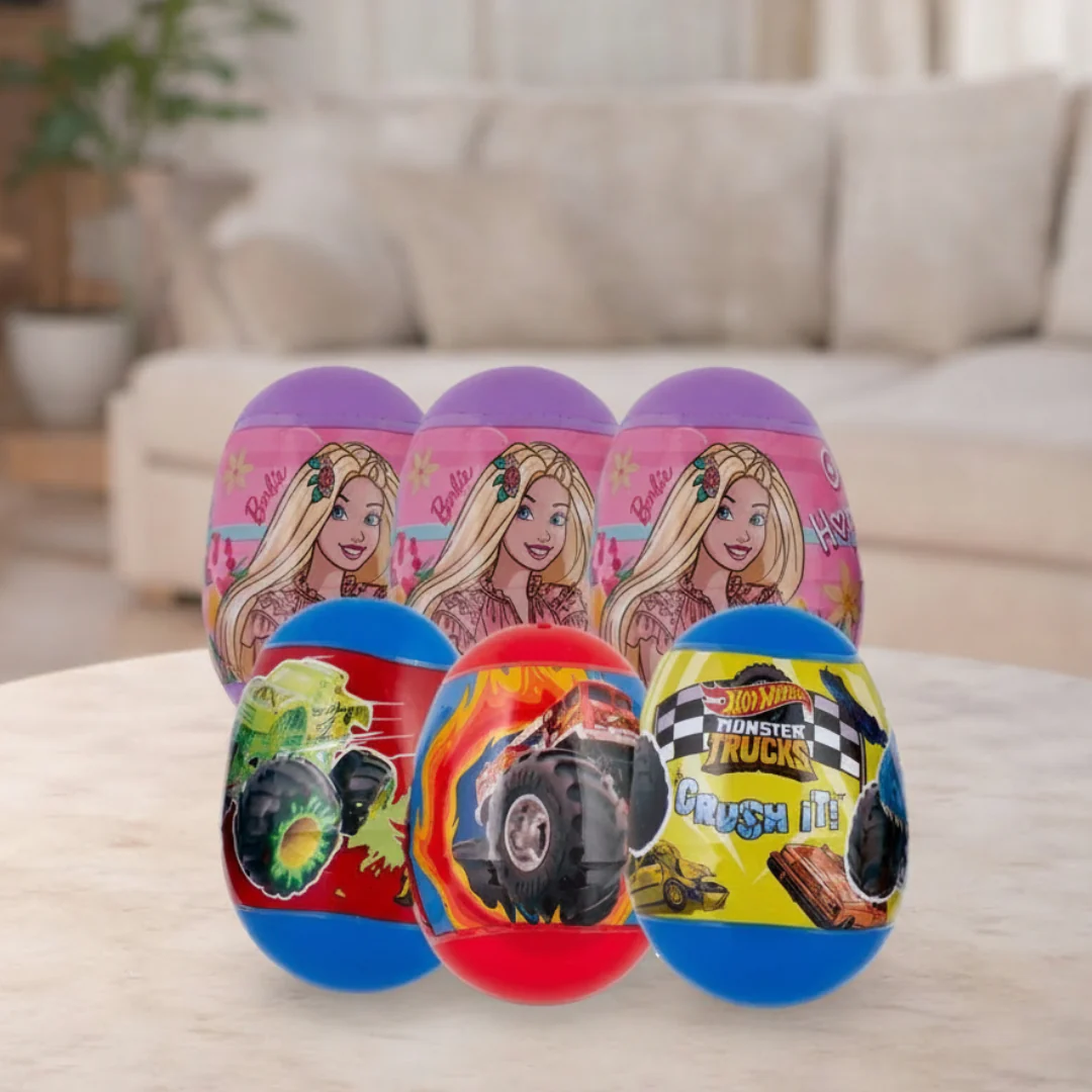 3 Barbie OR Hot Wheels Plastic Eggs Filled With Jelly Beans