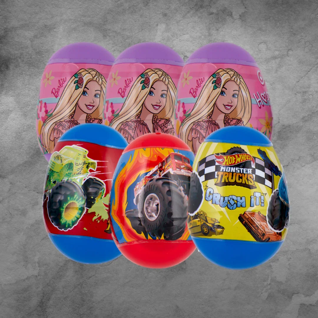 3 Barbie OR Hot Wheels Plastic Eggs Filled With Jelly Beans - Image 2