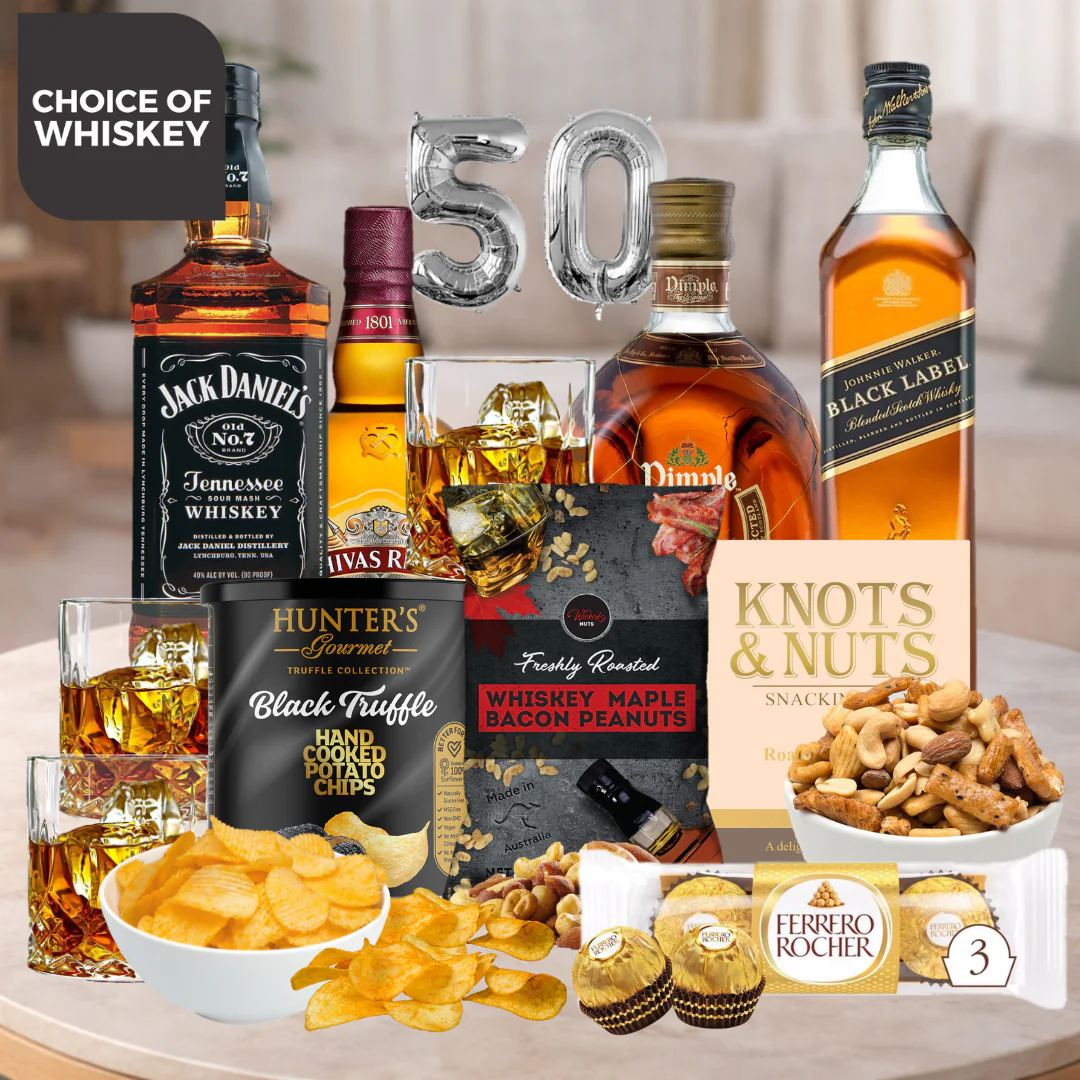 50th Birthdays & Whisky Choice and Snack Hamper