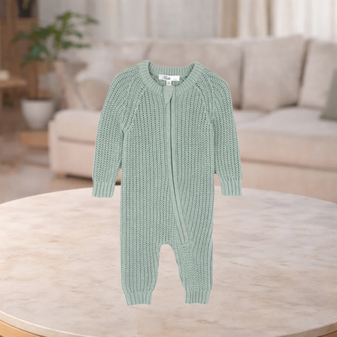 Bebe By Minihaha Sage Knitted Zip Romper