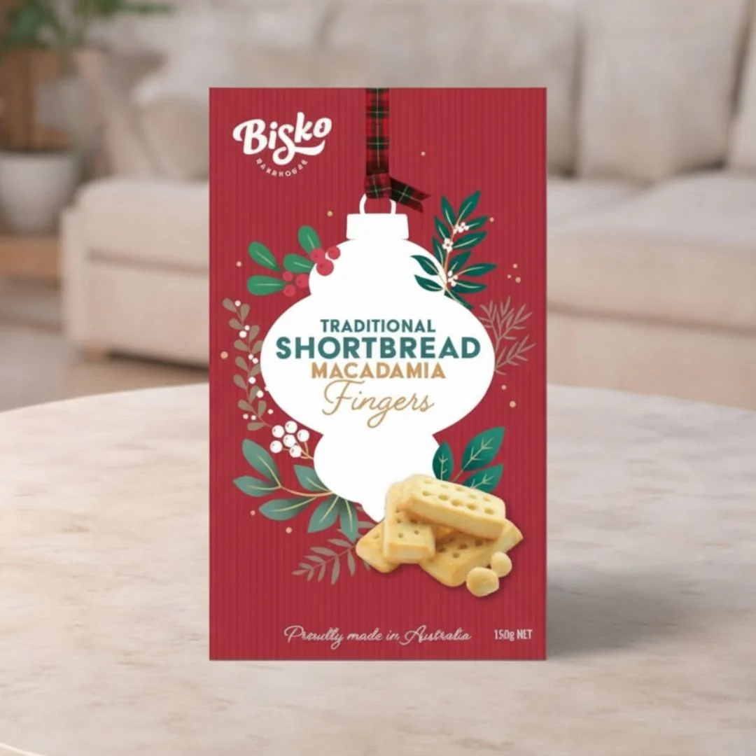 Bisko Christmas Butter Shortbread Macadamia Fingers 150g
