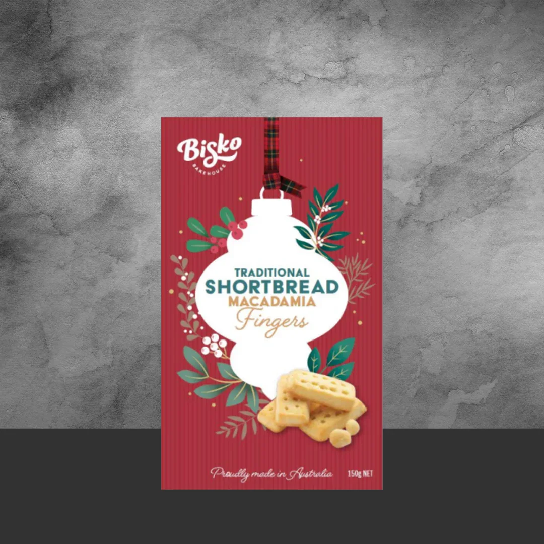 Bisko Christmas Butter Shortbread Macadamia Fingers 150g - Image 2