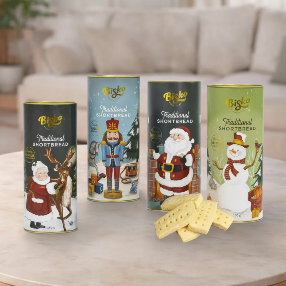 Bisko Traditional Shortbread Christmas Cylinder Tube 180g