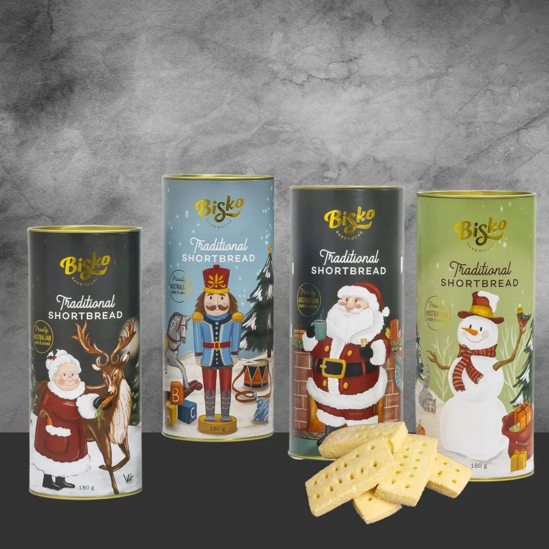 Bisko Traditional Shortbread Christmas Cylinder Tube 180g - Image 2