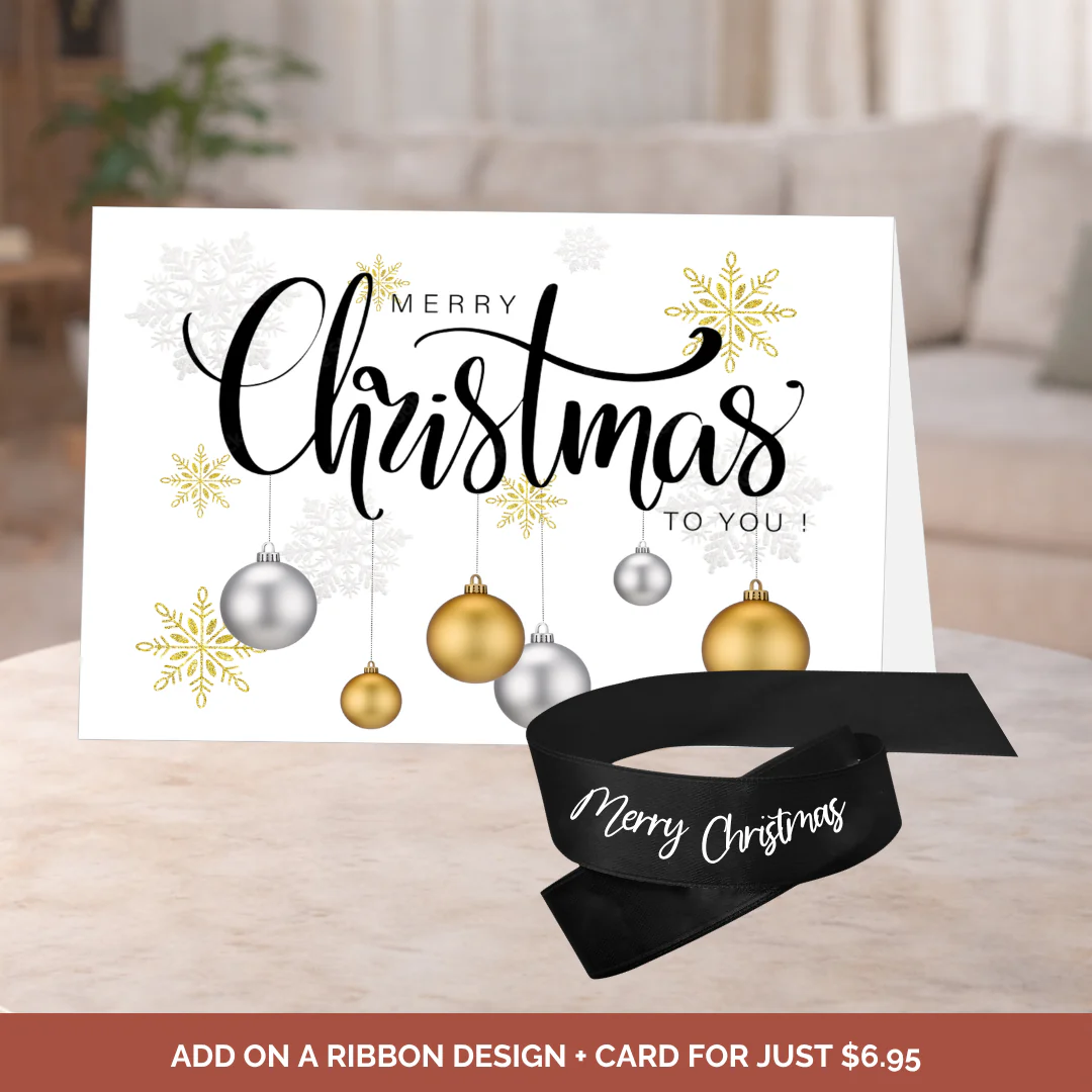 Black Merry Christmas Ribbon + Christmas Card Bundle
