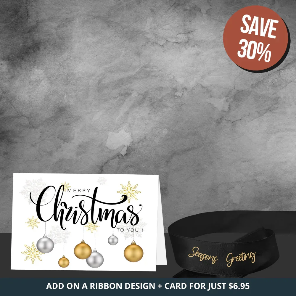Black Seasons Greetings Ribbon + Christmas Card Bundle - Image 2