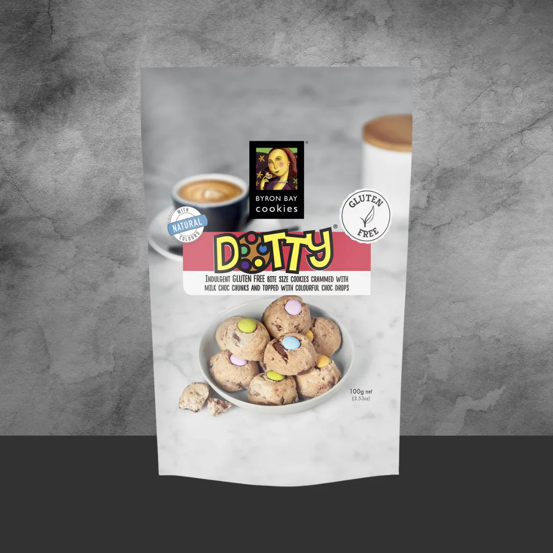 Byron Bay Cookies Gluten Free Dotty Bites Cookie Pouch 100g - Image 2