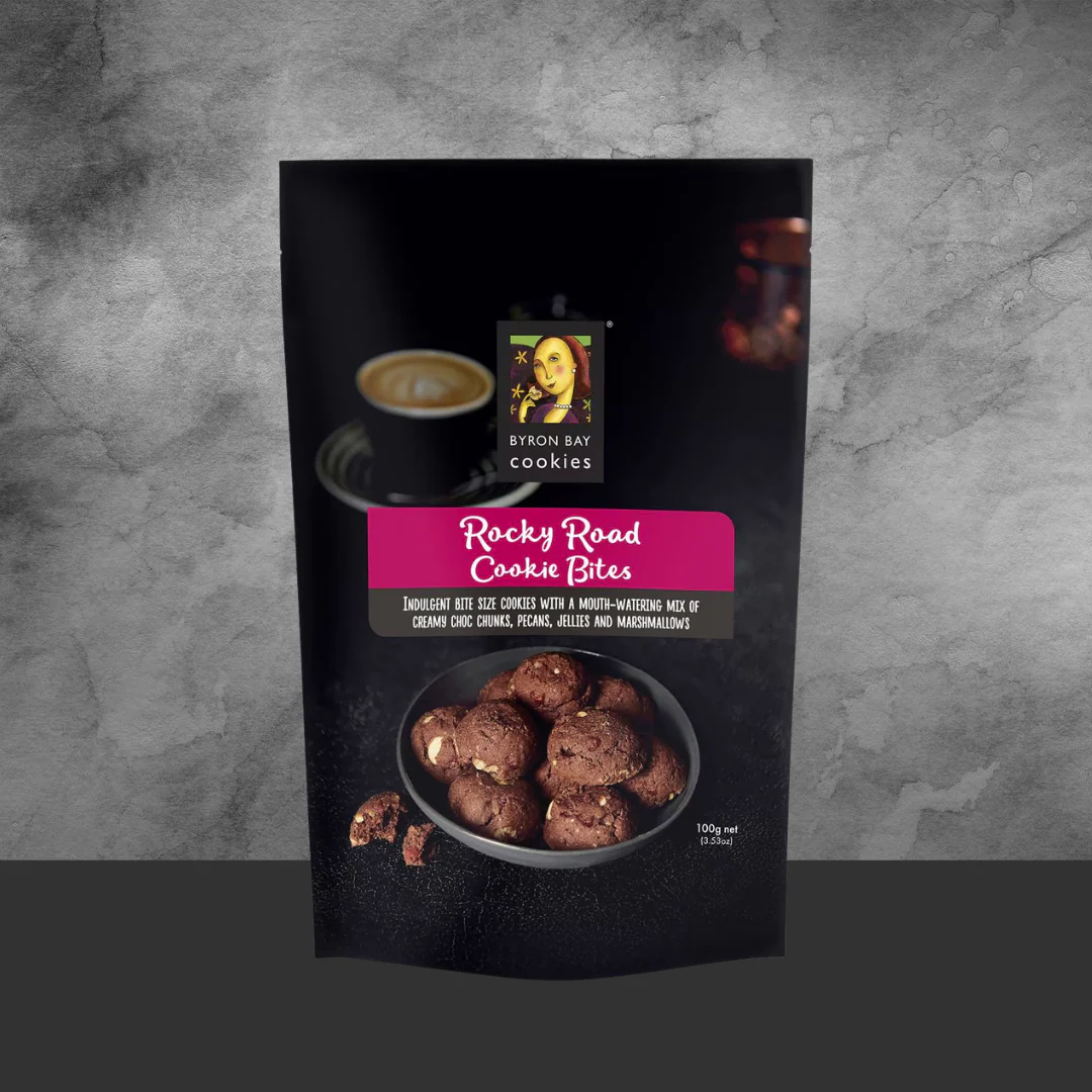 Byron Bay Cookies Rocky Road Bites Cookie Pouch 100g - Image 2