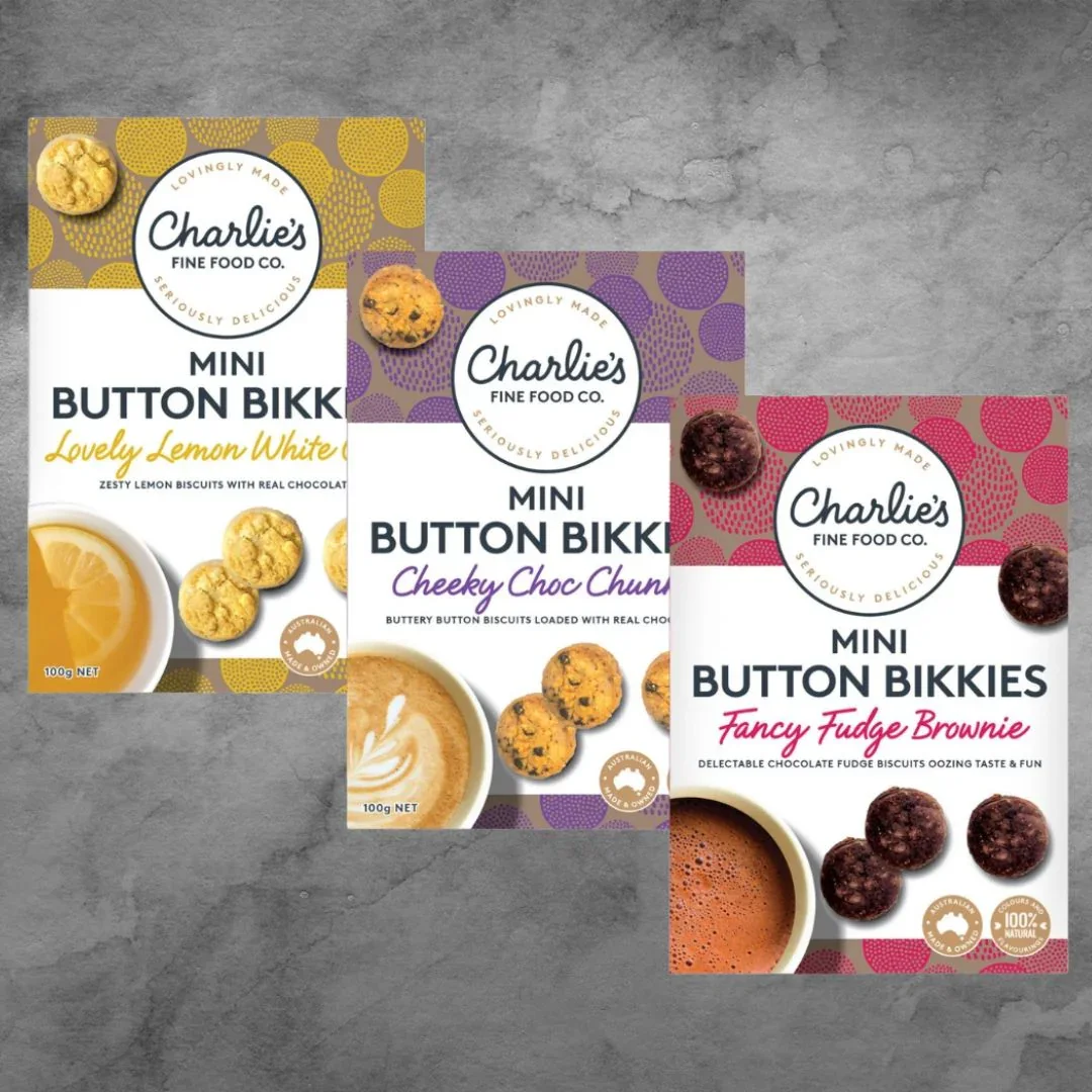 Charlie's Fine Foods Co. Fancy Fudge Brownie Mini Button Bikkies 100g - Image 2