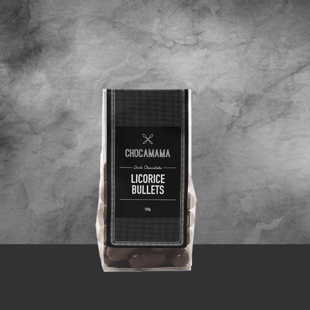 Chocamama Dark Chocolate Licorice Bullets 125g - Image 2