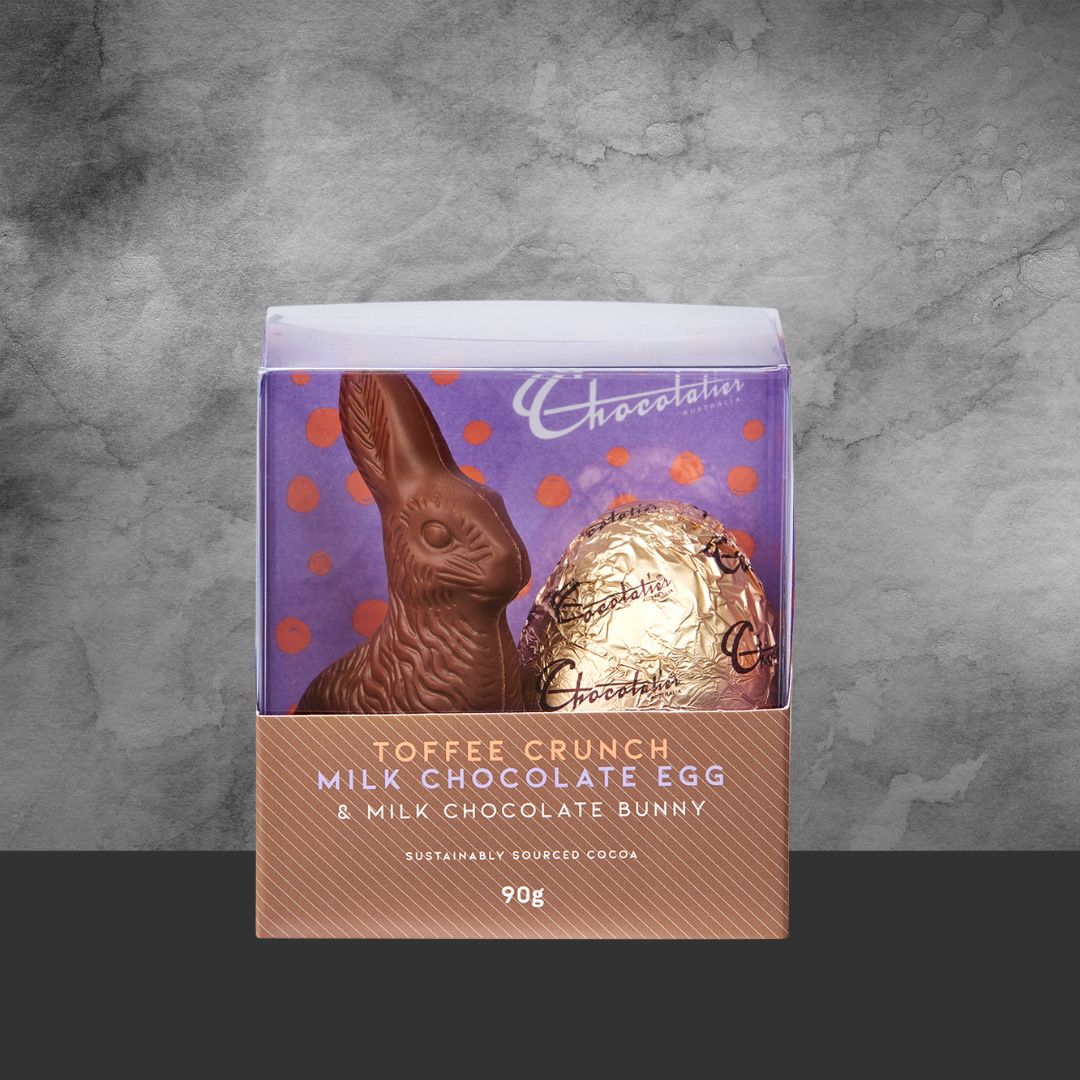 Chocolatier Toffee Crunch Milk Egg & Milk Bunny 90g - Image 2