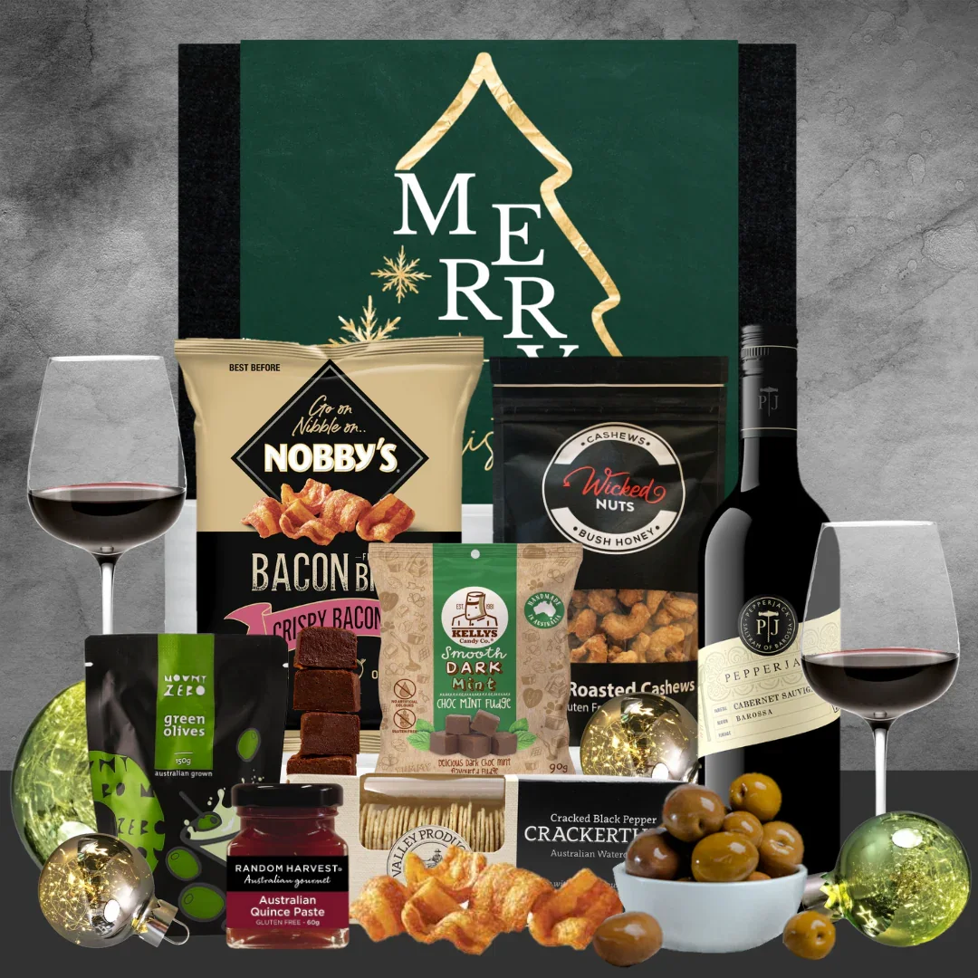 Christmas Hamper With Red Wine