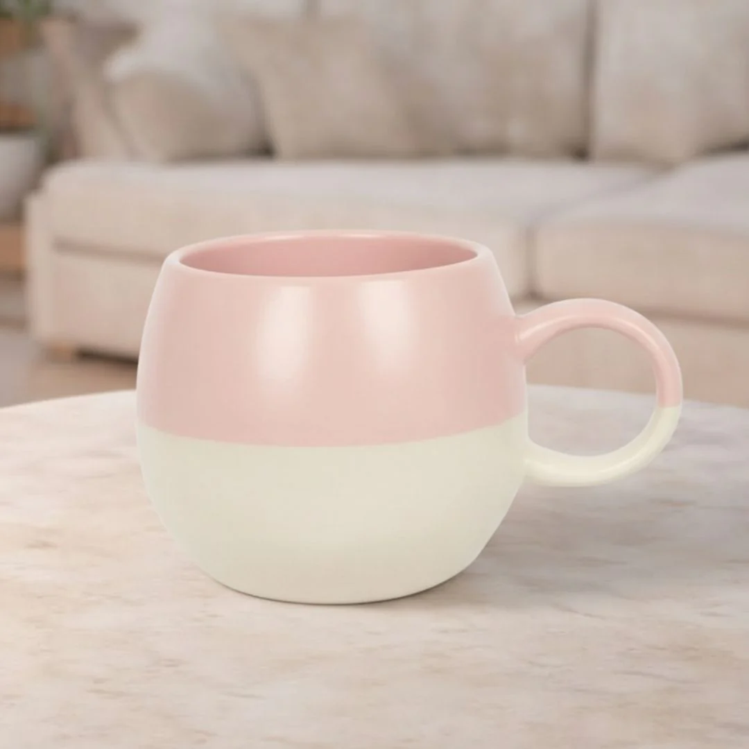 Dipped Sphere Stoneware Mug- Dusty Pink 340ml