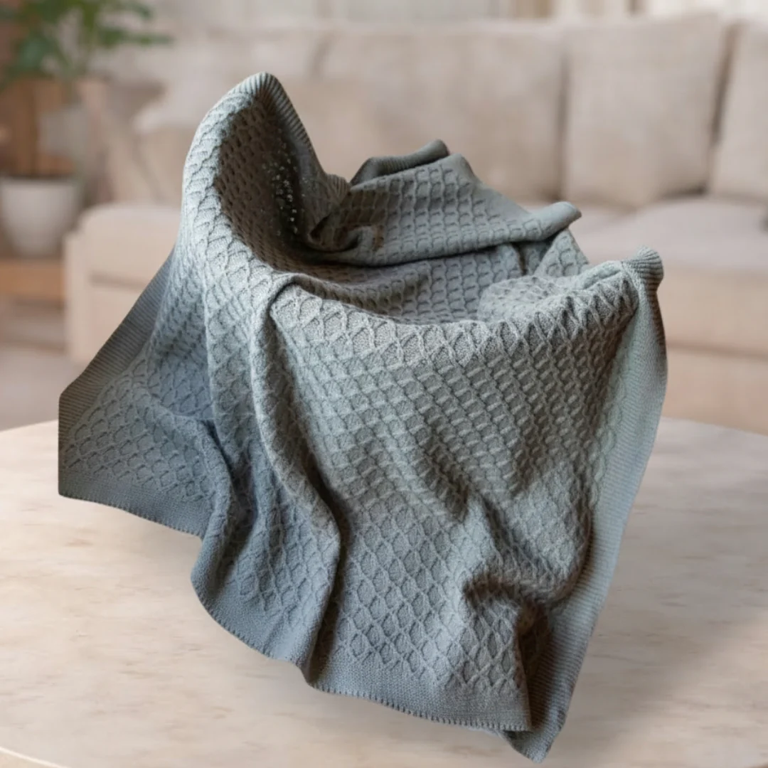 Emotion & Kids Grey Lace Knit Bassinet Blanket