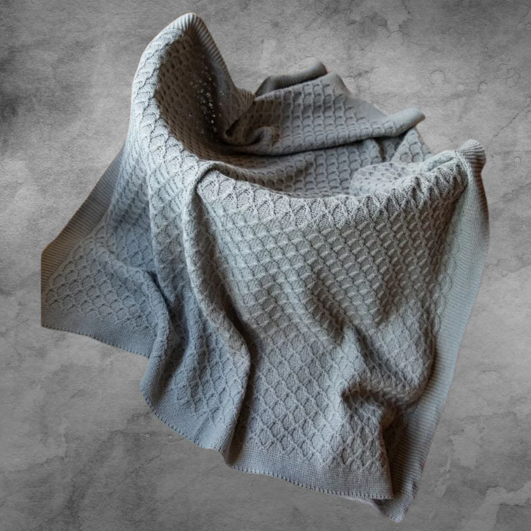 Emotion & Kids Grey Lace Knit Bassinet Blanket - Image 2