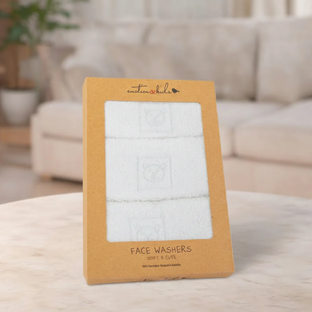 Emotion & Kids White Teddy Bear Face Washers 3 Pack