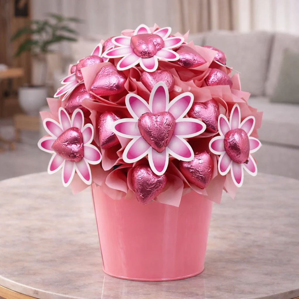 Flowers in Pink Chocolate Bouquet
