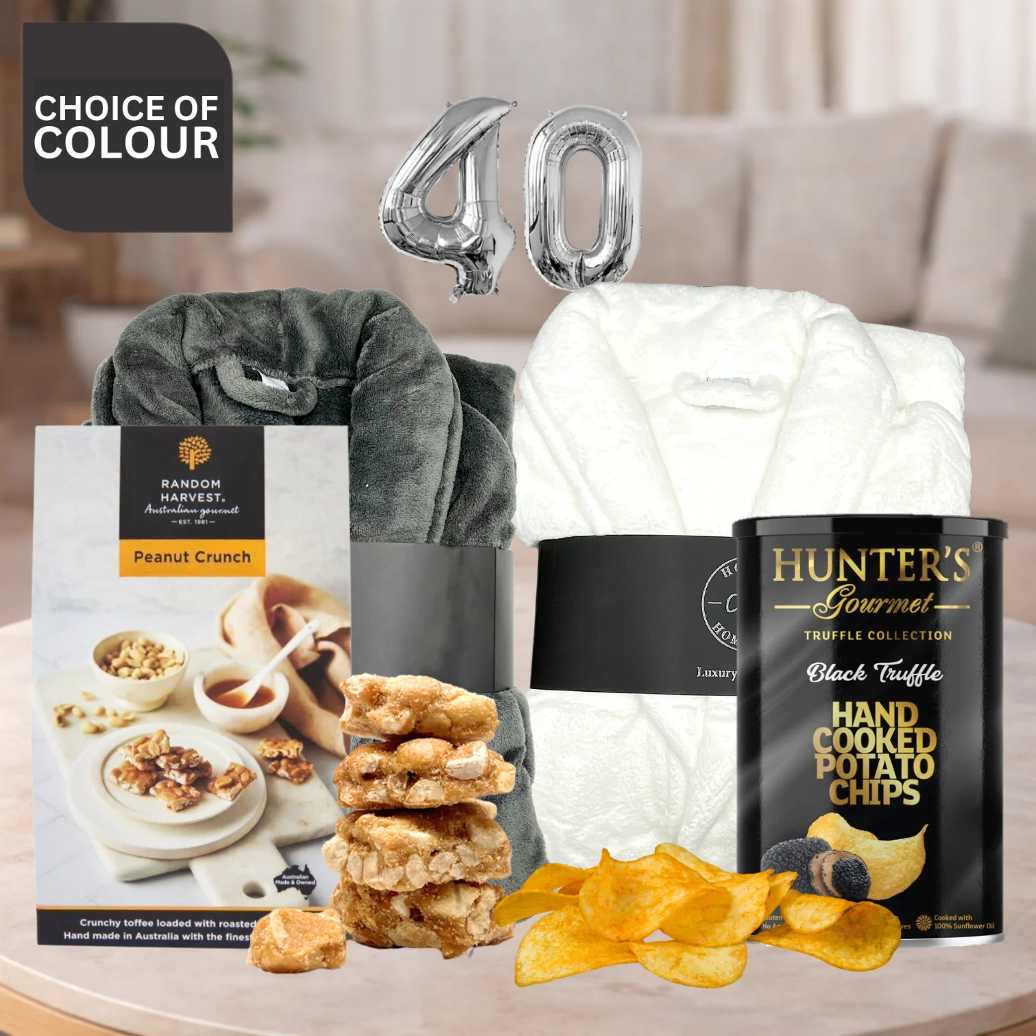 Happy 40th Plush Robe & Snacks
