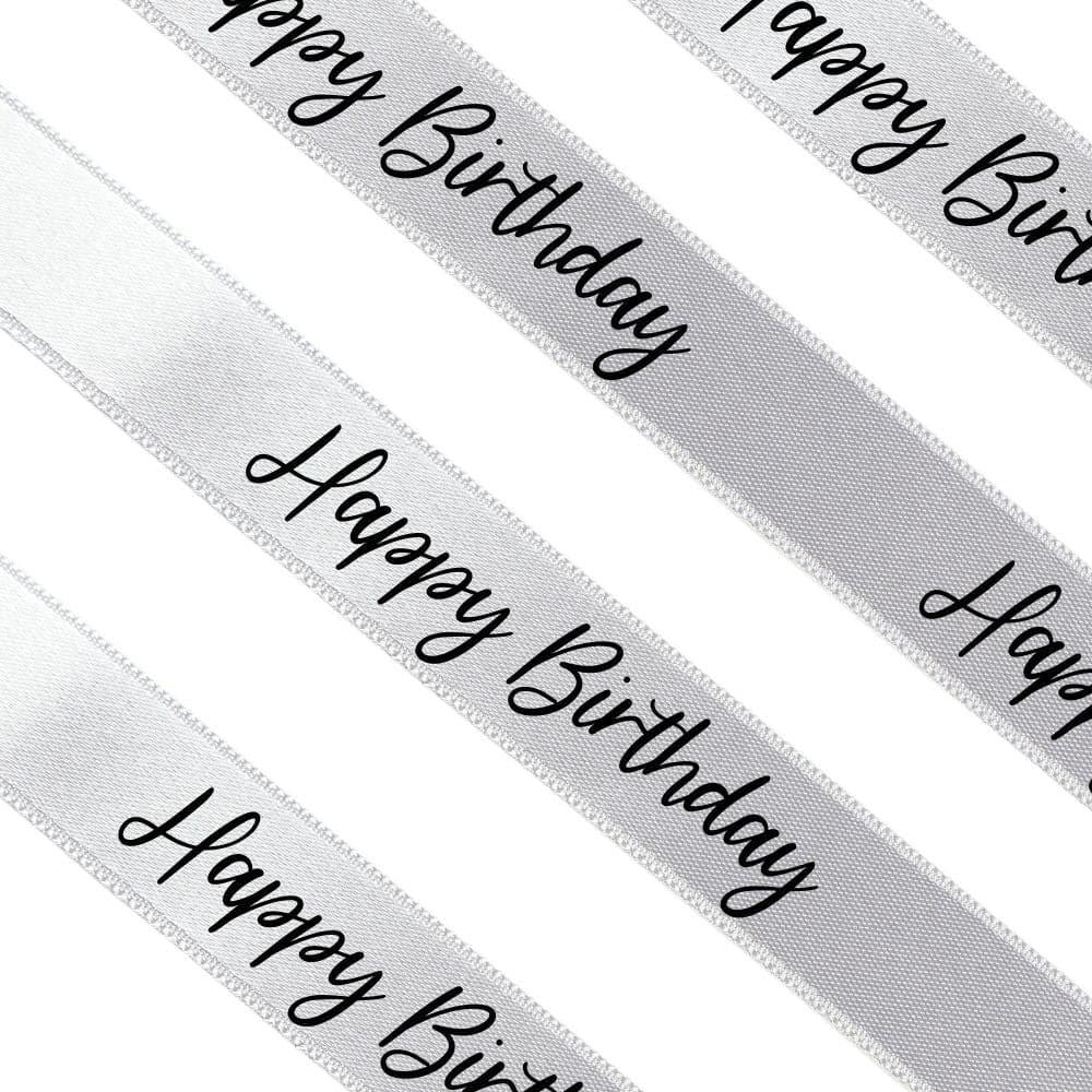 Happy Birthday Silver Ribbon