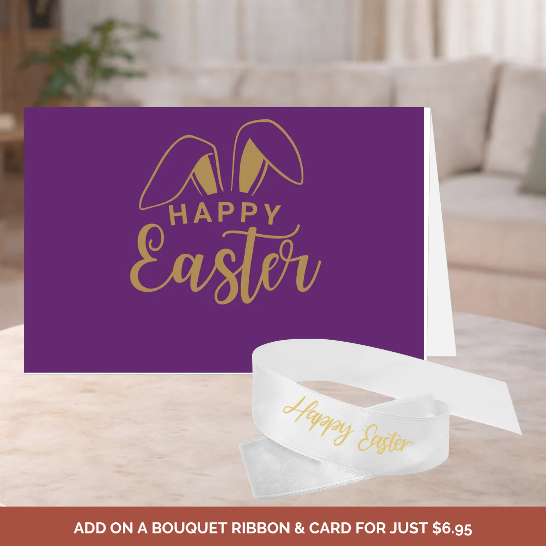 Happy Easter Ribbon White & Gold