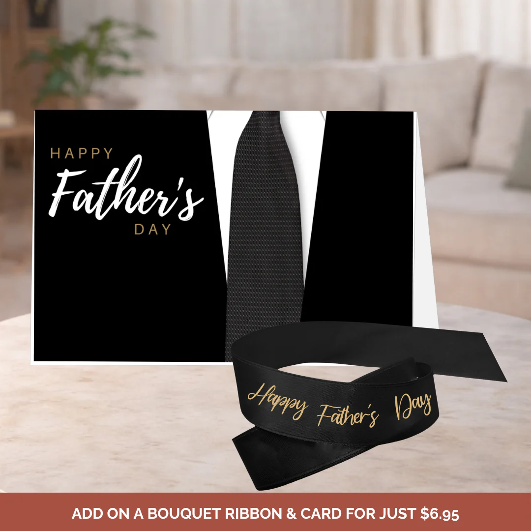 Happy Fathers Day Tie Card & Ribbon Black & Gold