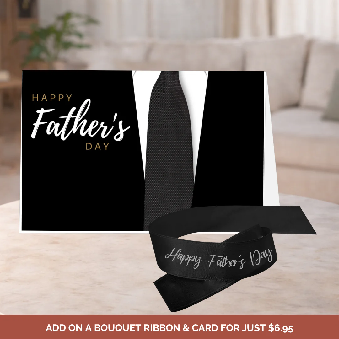 Happy Fathers Day Tie Card &  Ribbon Black & Silver