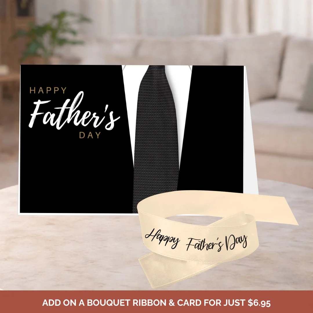 Happy Fathers Day Tie Card & Ribbon Gold & Black