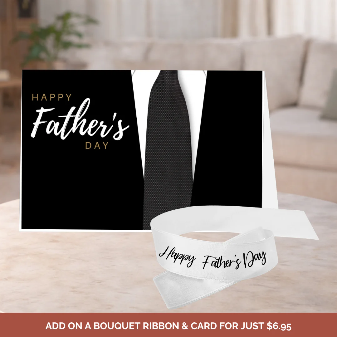 Happy Fathers Day Tie Card & Ribbon Silver & Black