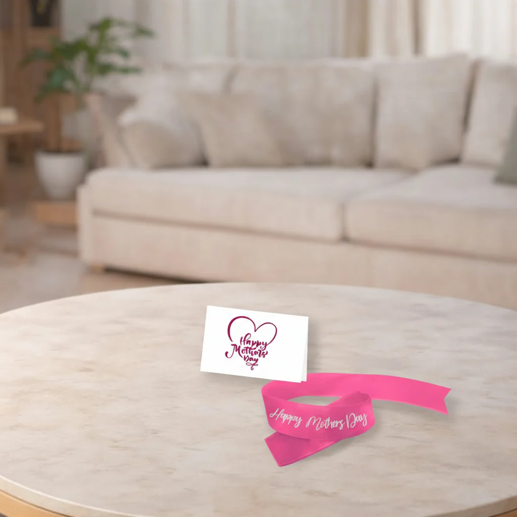Happy Mothers Day Ribbon Pink & Silver