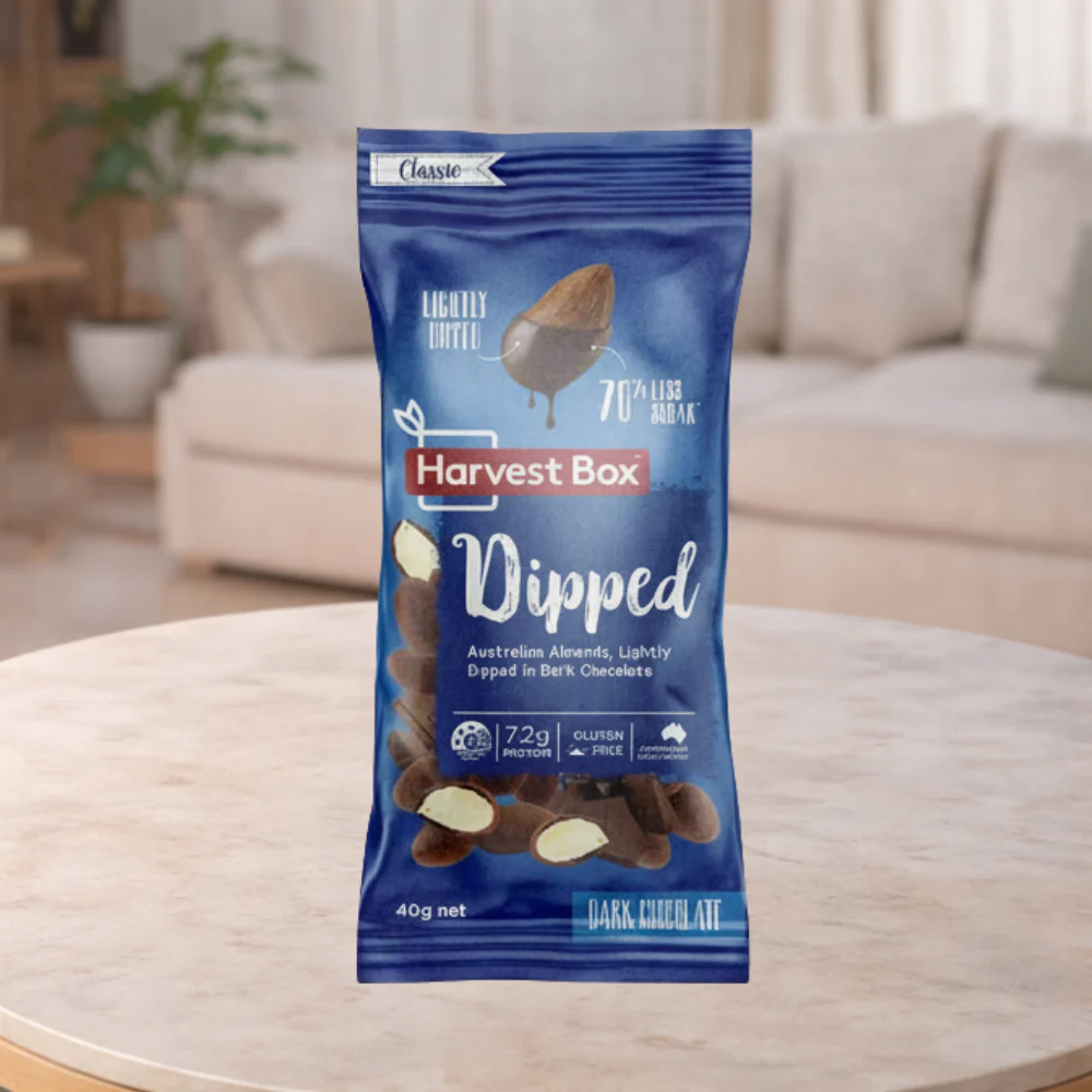 Harvest Box Dipped Classic Dark Choc Almonds 40g