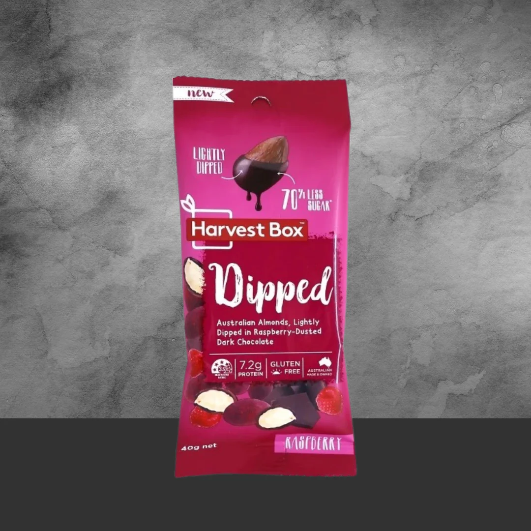 Harvest Box Dipped Raspberry Dark Choc Almonds 40g - Image 2