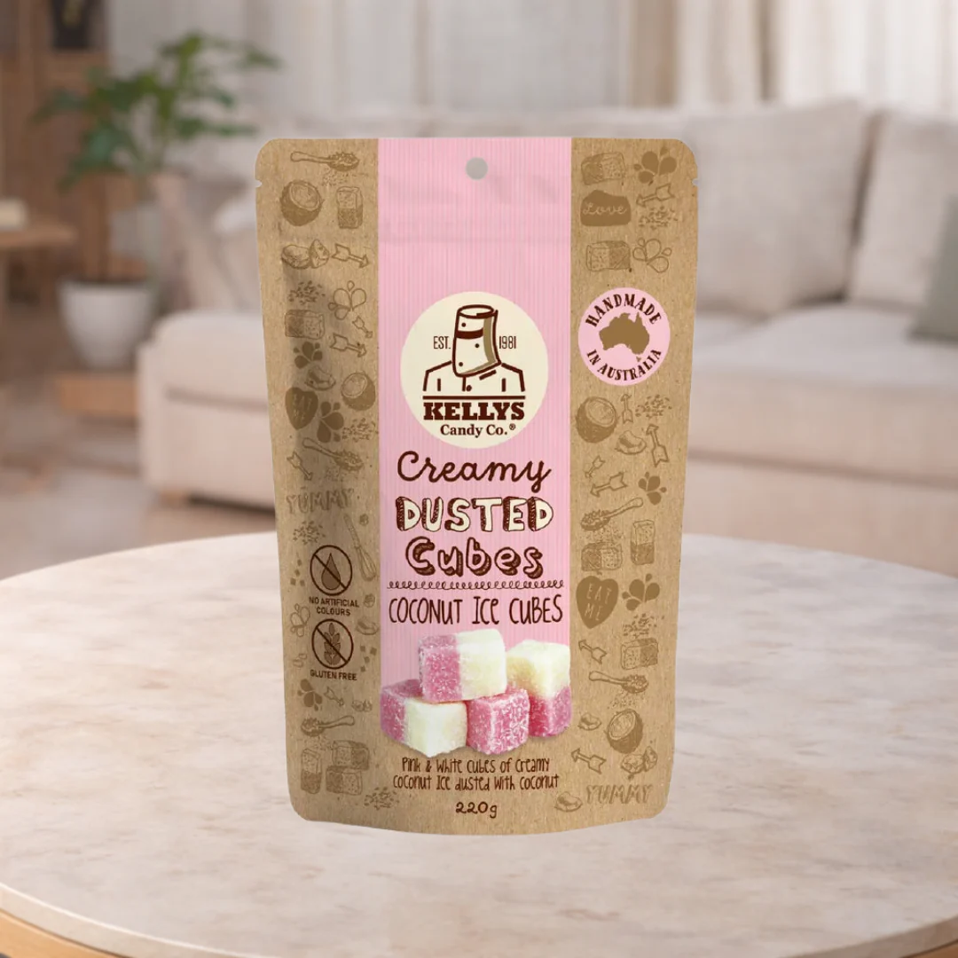 Kelly's Candy Co Dusted Coconut Ice Cubes 220g