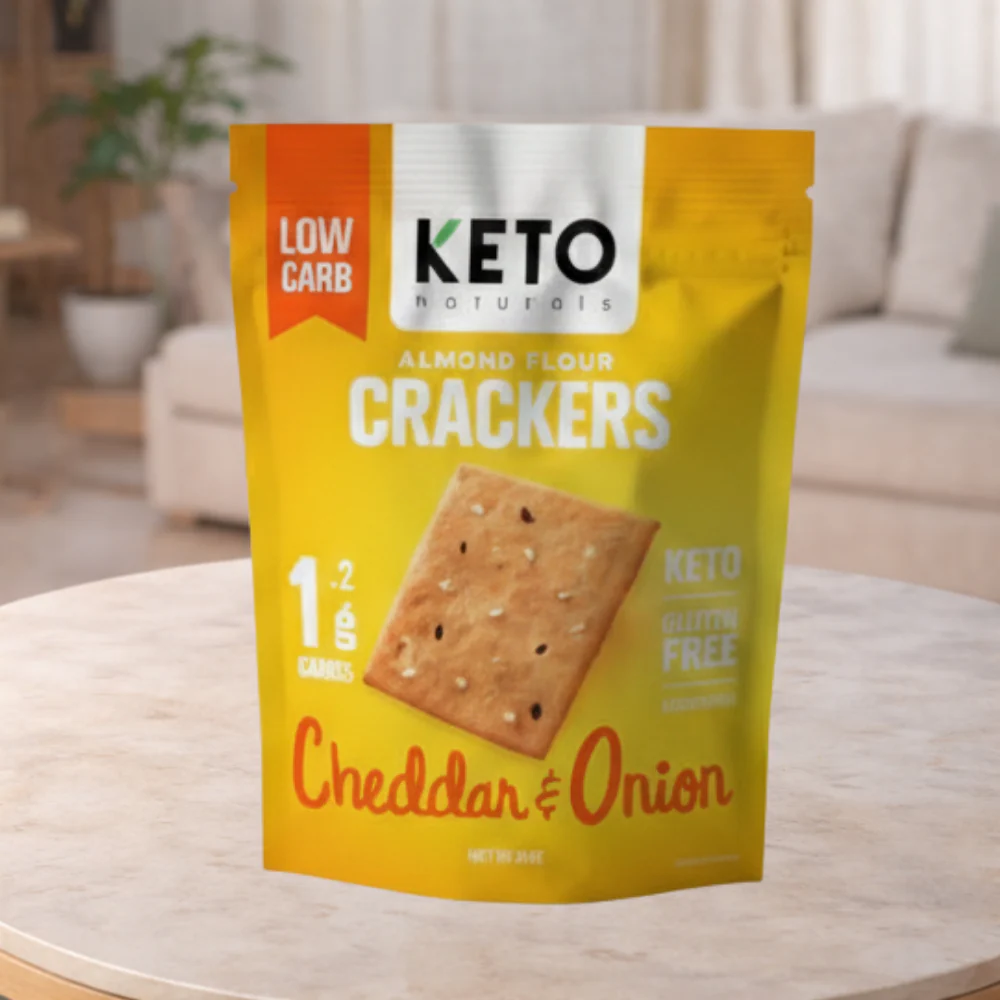 Keto Natural Almond Flour Crackers Cheddar and Onion