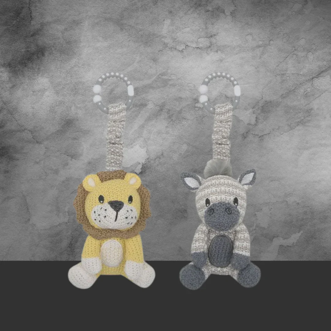 Living Textile 2 Pk Stroller Toys - Zebra & Lion - Image 2