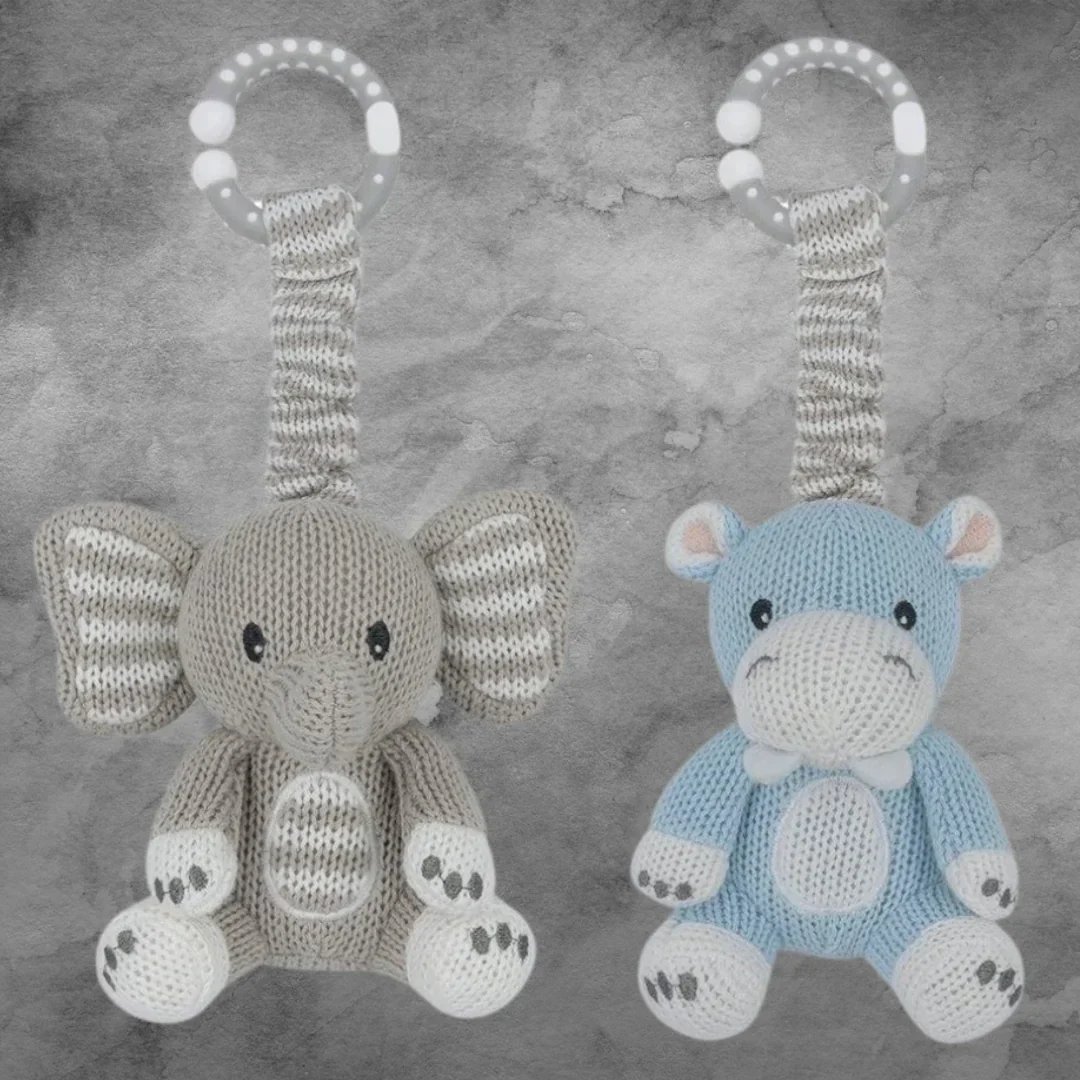 LIVING TEXTILES 2PK STROLLER  TOYS - ELEPHANT & HIPPO - Image 2