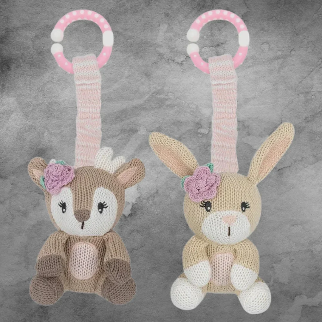 LIVING TEXTILES 2PK STROLLER  TOYS - FAWN & BUNNY - Image 2