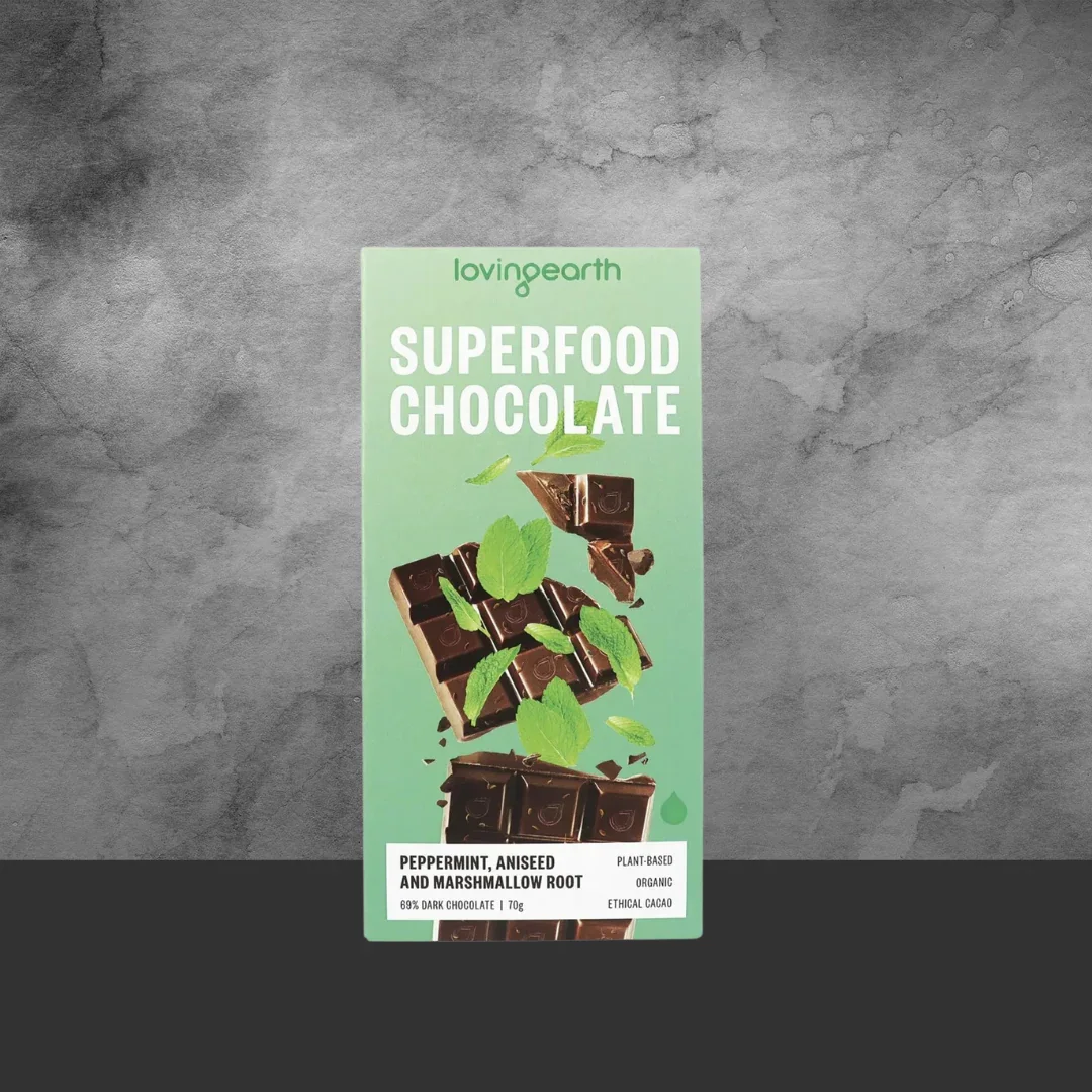 Loving Earth Superfood Chocolate Peppermint Aniseed & Marshmallow Root 70g - Image 2