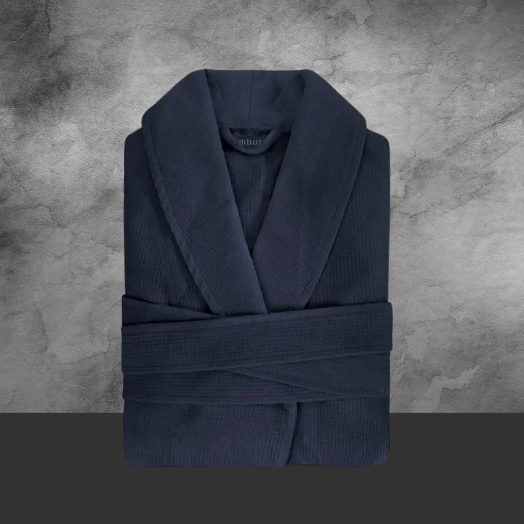 Men’s Long Blue Waffle Robe