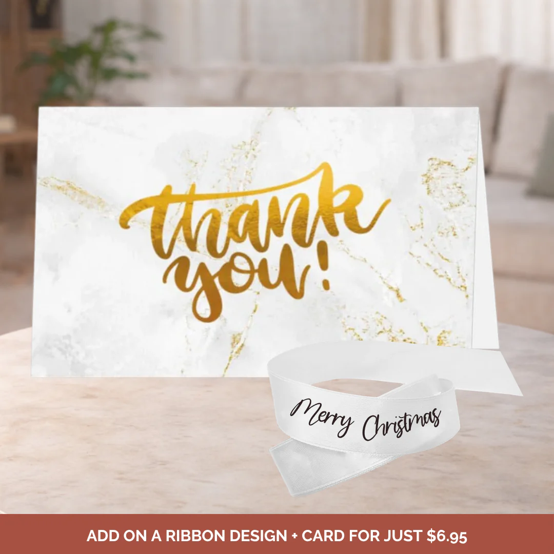 Merry Christmas Bouquet Ribbon + Thank You Card Bundle