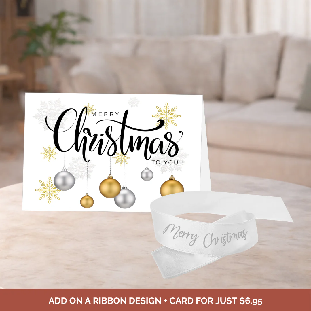 Merry Christmas Card + Ribbon Bundle - Silver
