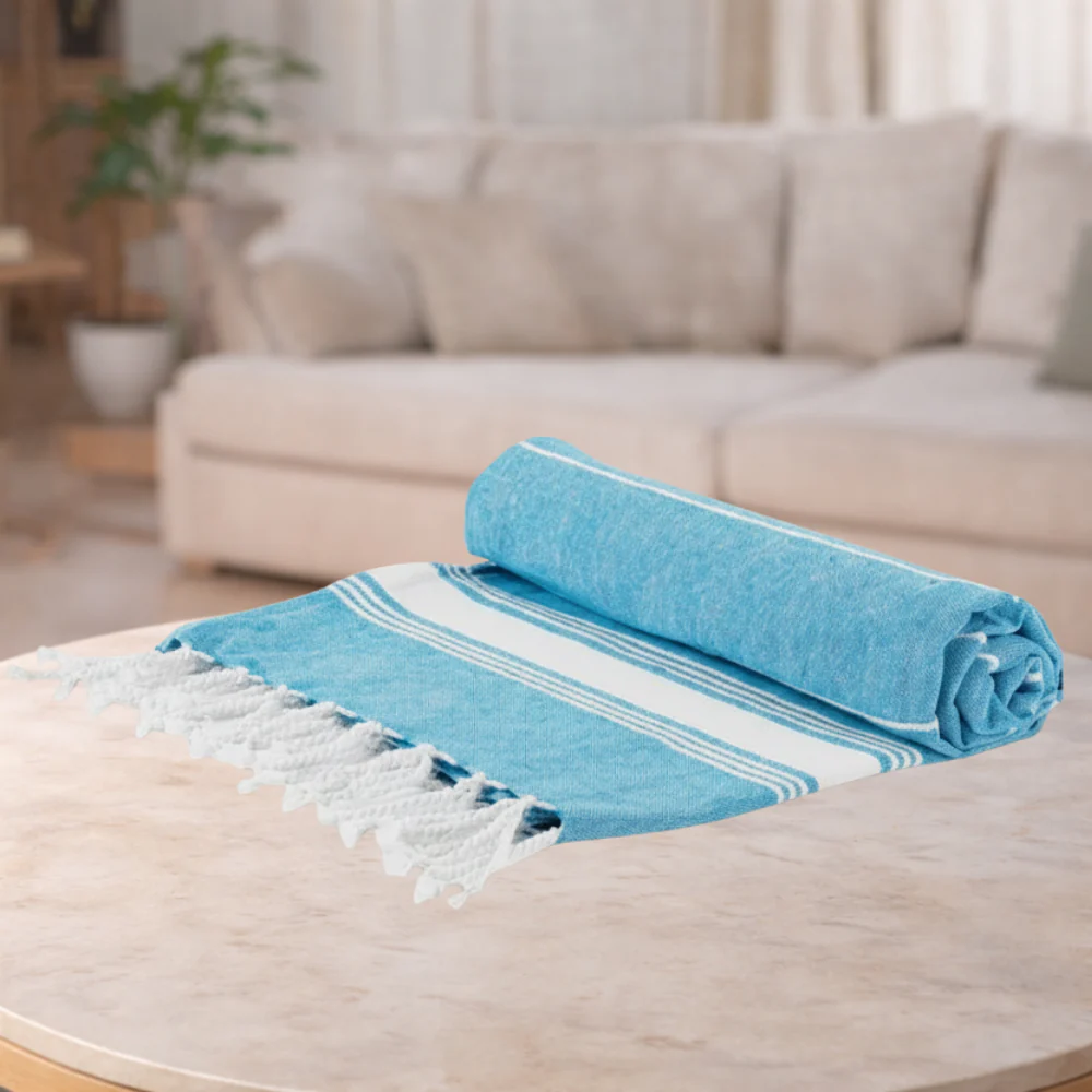 NICOLA SPRINGS Turkish Beach Towel - Light Blue 90 X 170