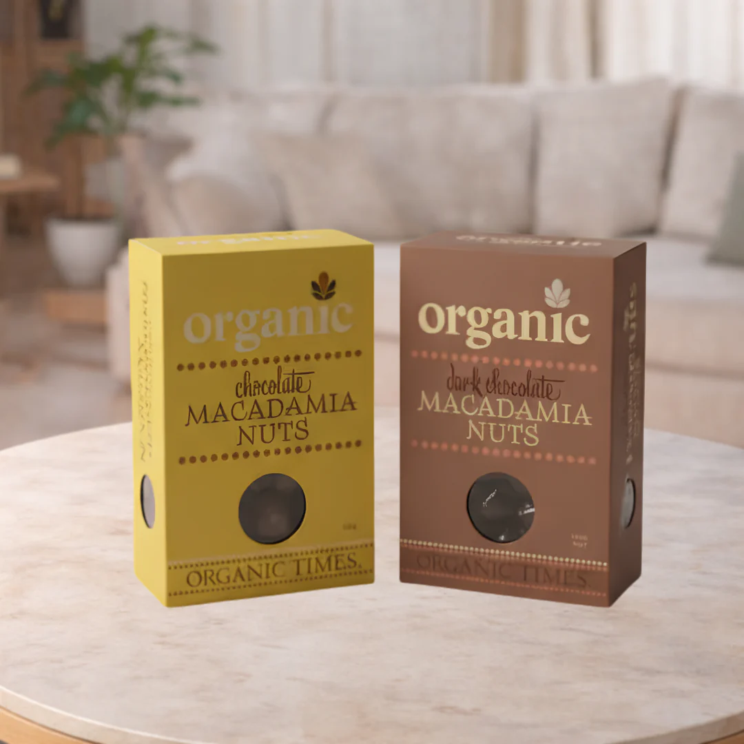 Organic Times Chocolate Coated Macadamias 150g