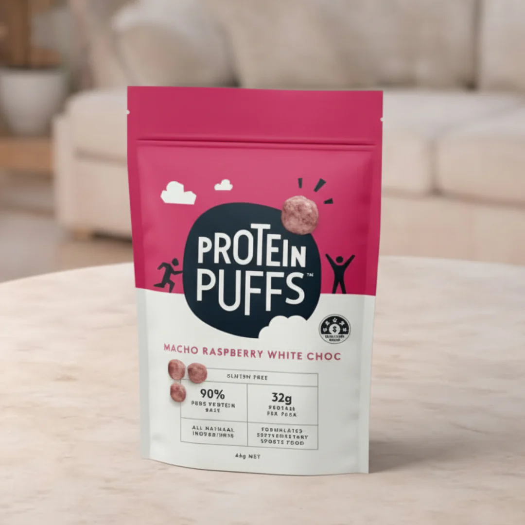 Protein Puffs Macho Raspberry & White Chocolate 43g