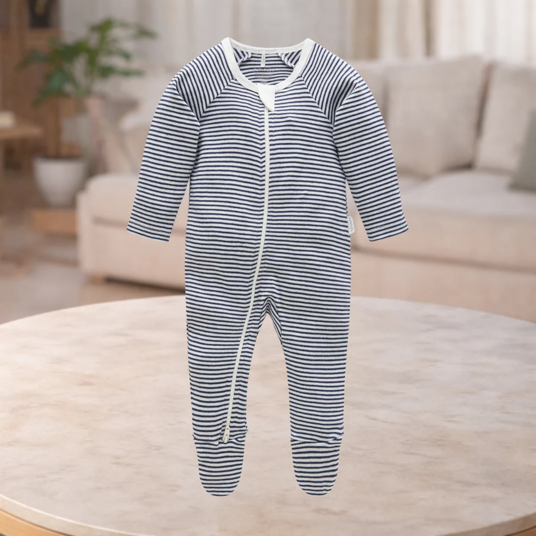 Pure Baby Fennel Mini Stripe Grow Suit- Size 000