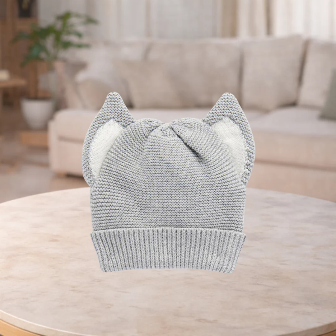 Pure Baby Grey Melange Husky Ears Beanie