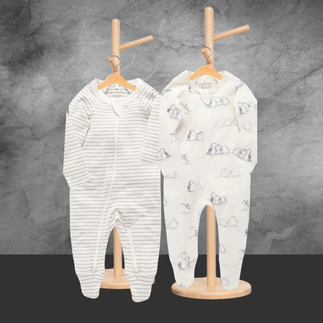 Pure Baby penguin print grow suit 2 pack - Image 2