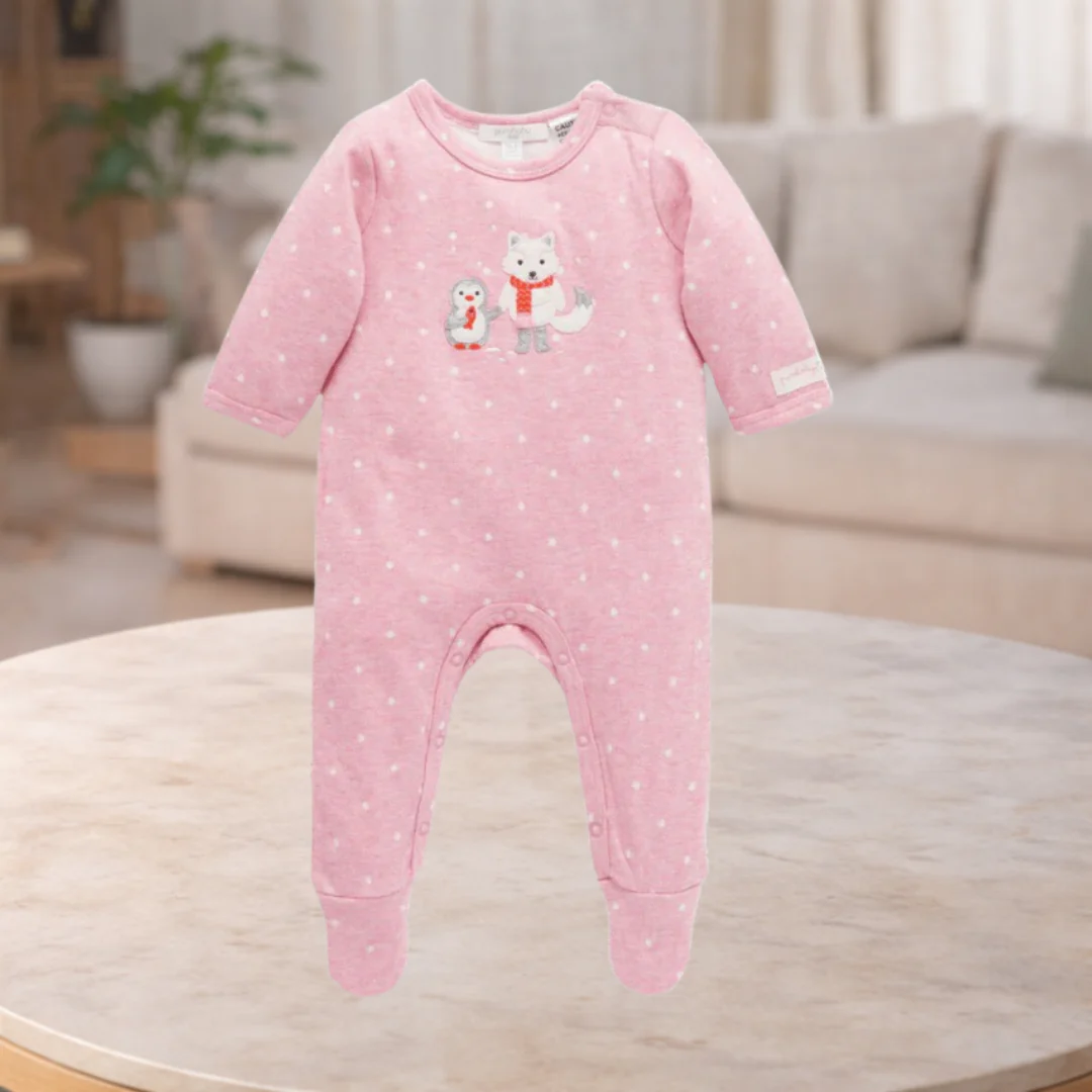 Pure Baby Pink Mini Spot Winter Growsuit