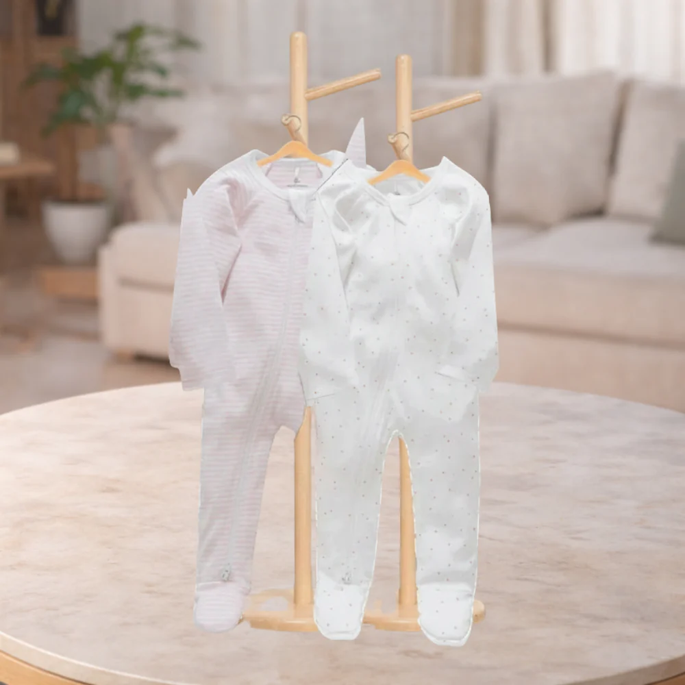 Pure Baby Pink Spot & Stripe Zip Growsuit 2 Pack